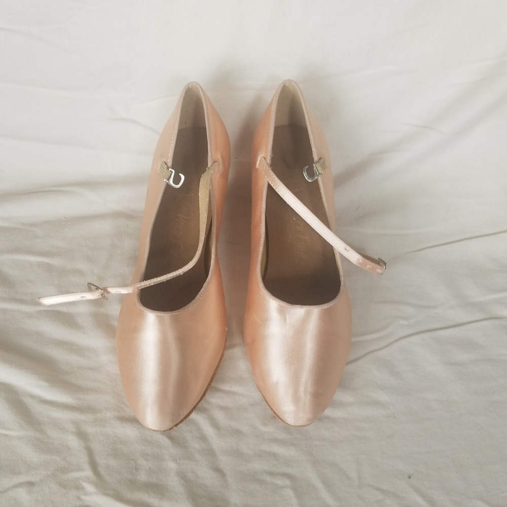 Very Fine Vienna Ballroom Dance Shoes Womens 8.5 Pink Good Satin Suede Sole